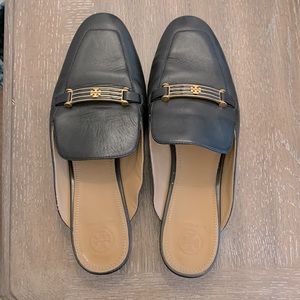 Tory Burch Black Leather Slide Mules size 9.5 EUC